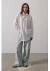 Yan Büzmeli Tunik Gömlek - Beyaz