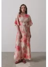 Yandan Bağlamalı Desenli Elbise - Pembe