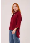 Yarasa Kol Rahat Kalıp Bordo Gömlek