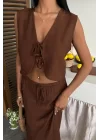 Yelek Önden Bağlamalı Uzun Etekli Takım 10192
