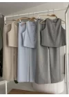 Yelek Plazzo Pantolon Çizgili Flamlı Poliviscon Takım 10178