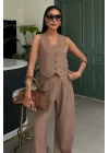 Yelek Ve Pantolon Çizgili Double Takım 10017