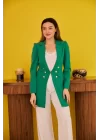 Ekru Blazer Düğmeli Ceket