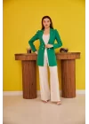 Ekru Blazer Düğmeli Ceket