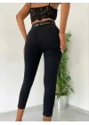 Yüksek Bel Düğme Ve Yırtık Detaylı Kot Pantolon Jean 92cm