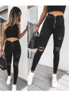Yüksek Bel Düğme Ve Yırtık Detaylı Kot Pantolon Jean 92cm