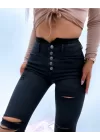 Yüksek Bel Düğme Ve Yırtık Detaylı Kot Pantolon Jean 92cm