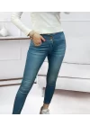 Yüksek Bel Likralı Jean Pantolon 90 Cm