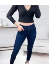 Yüksek Bel Likralı Jean Pantolon 90 Cm