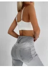 Yüksek Bel Likralı Jean Pantolon 90 Cm