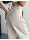 Yüksel Bel Rahat Paça Pantalon - Kırık Beyaz