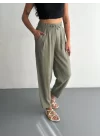 Yüksel Bel Rahat Paça Pantalon - Su Yeşili