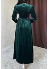 Siyah Göğüs Altı Taşlı Elbise