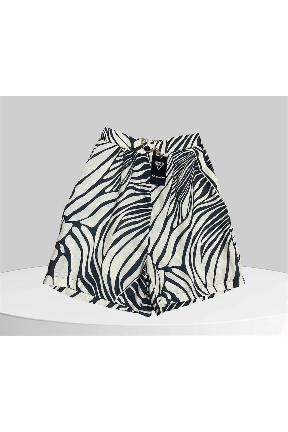 Kadın Krem Keten Şort