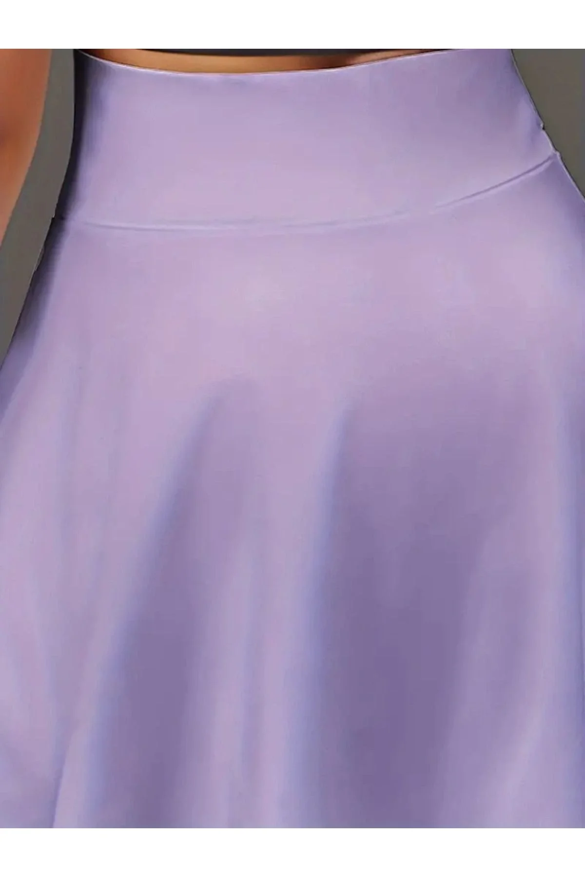 Kadın Yüksek Bel Cepli Kloş Kesim Şortlu Vücudu Saran Tenis Etek - Lila