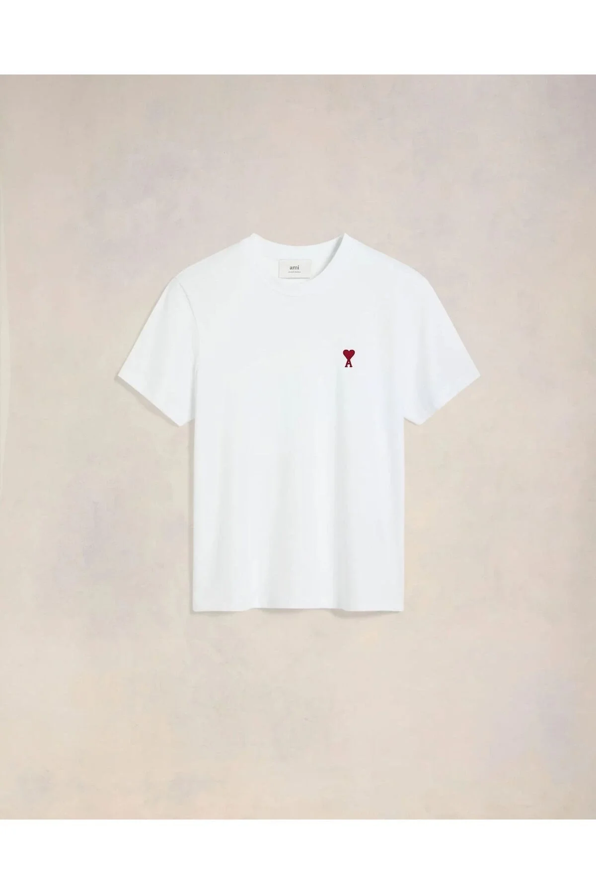 Kadın Minimal Kalp Nakışlı Bisiklet Yaka Dökümlü Salaş Rahat Kesim Oversize Tişört - Beyaz