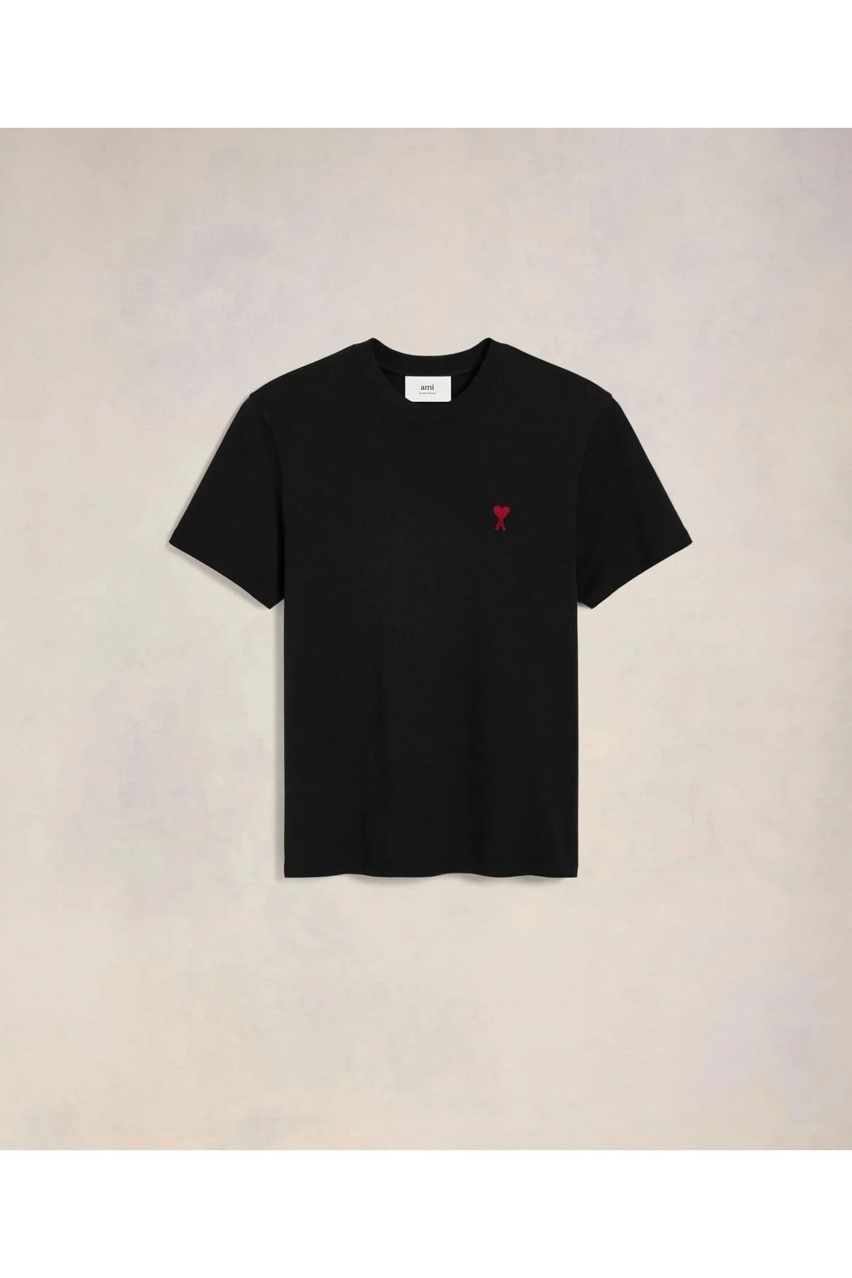 Kadın Minimal Kalp Nakışlı Bisiklet Yaka Dökümlü Salaş Rahat Kesim Oversize Tişört - Siyah