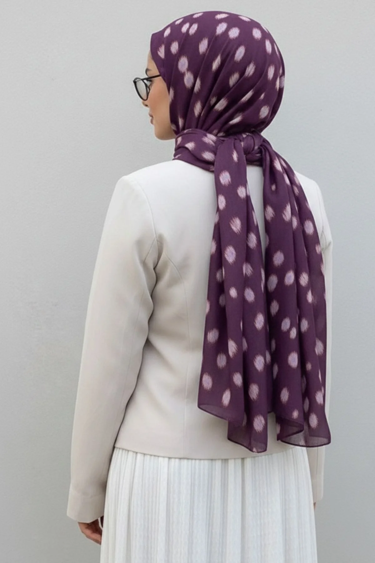 Kadın Mürdüm Ceylan Desenli Pamuklu Soft Dokulu Mevsimlik Tesettür Şal