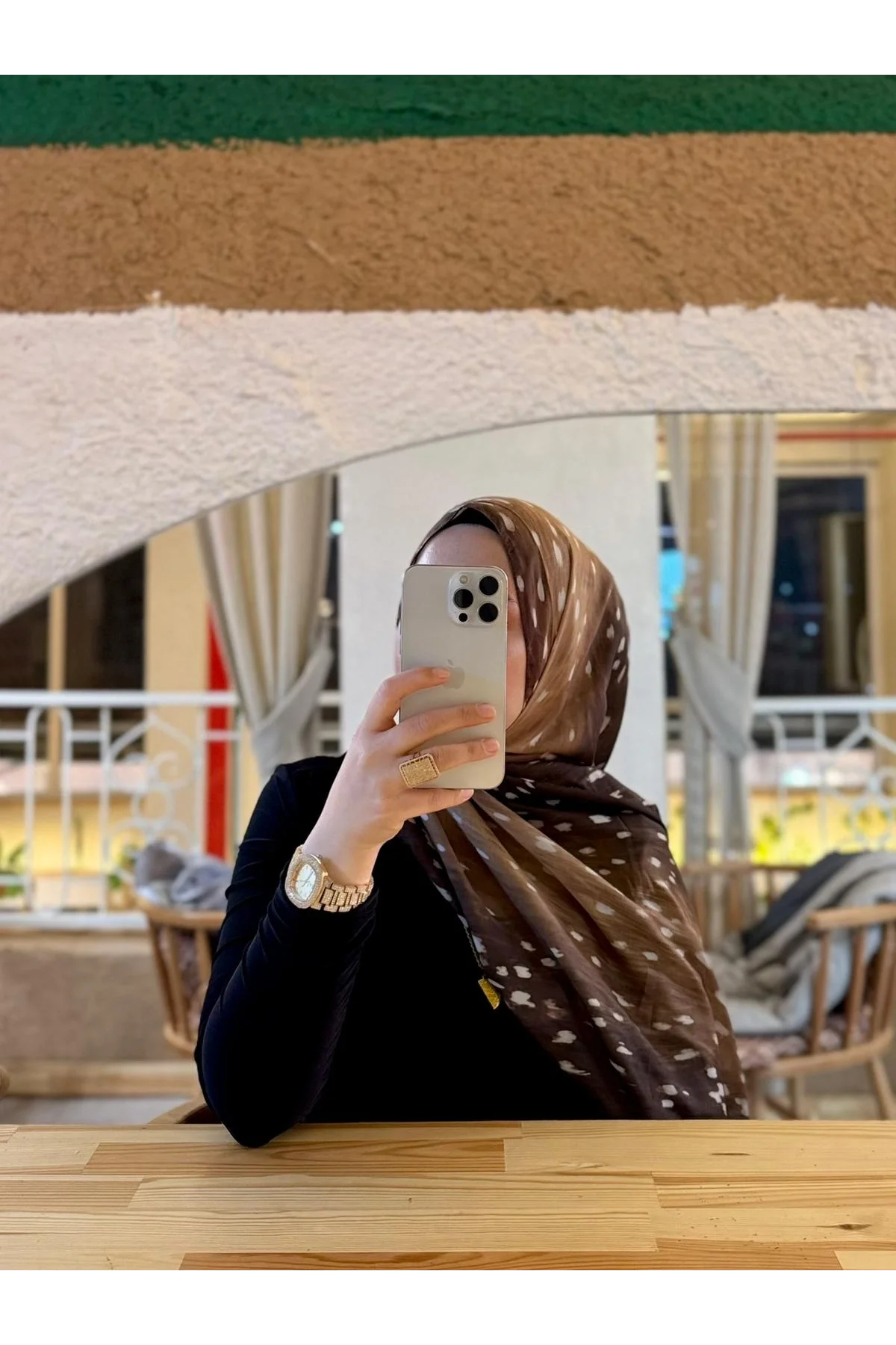 Kadın Kahve Ceylan Desenli Pamuklu Soft Dokulu Mevsimlik Tesettür Şal