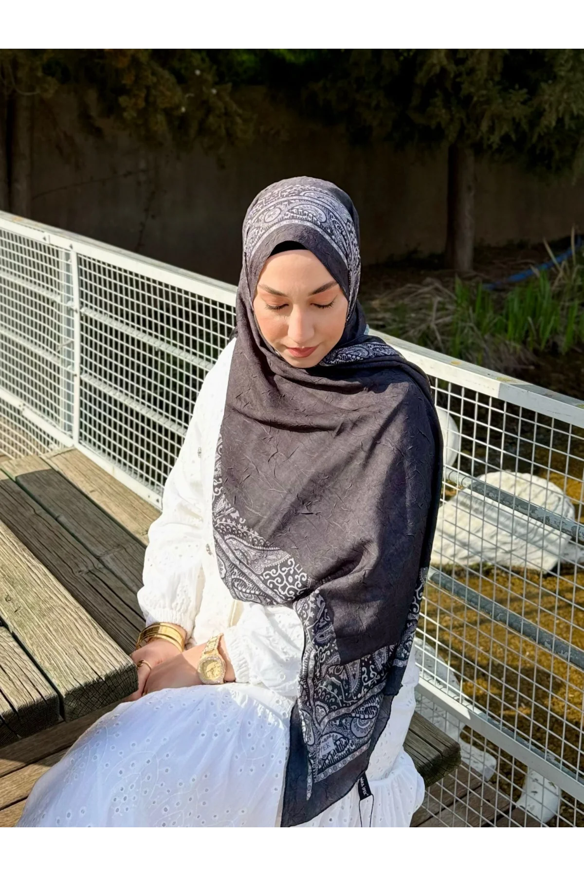 Kadın Siyah Yumuşak Dokulu Pamuklu Bambu Şal