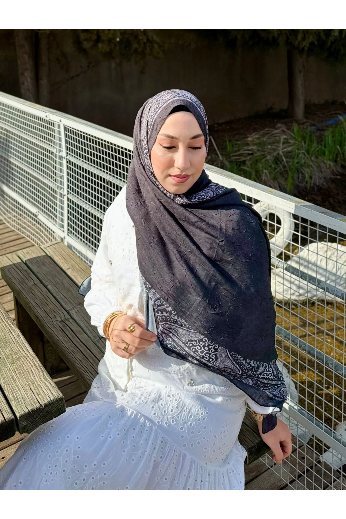 Kadın Siyah Yumuşak Dokulu Pamuklu Bambu Şal