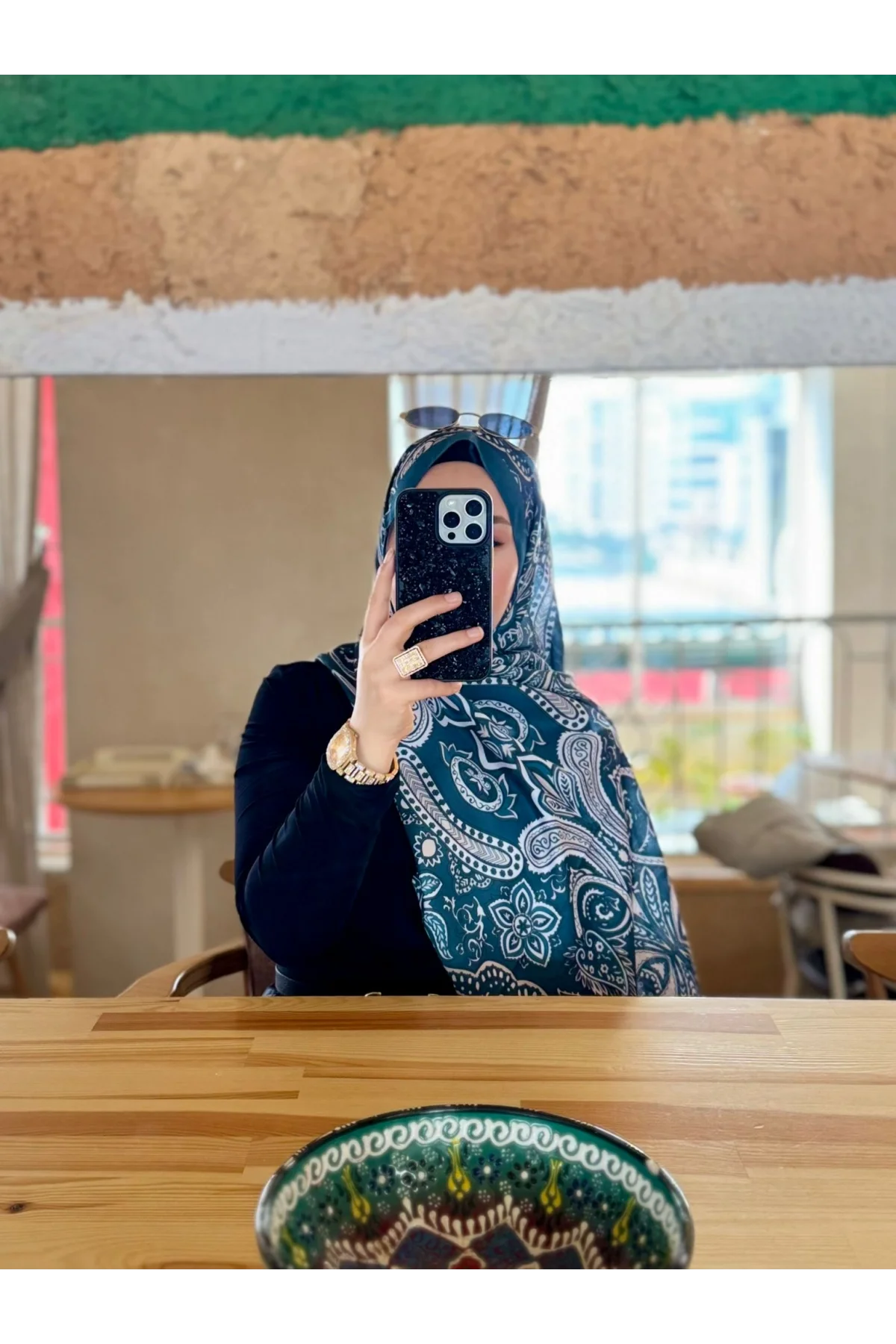 Kadın Petrol Mavisi Etnik Paisley Desenli Yumuşak Dokulu Pamuklu Soft Şal