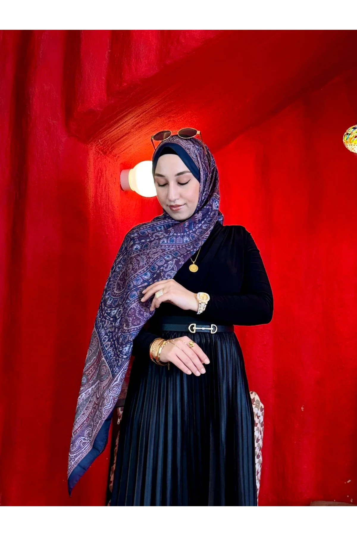 Kadın Mor Mürdüm Etnik Paisley Desenli Yumuşak Dokulu Pamuklu Soft Şal