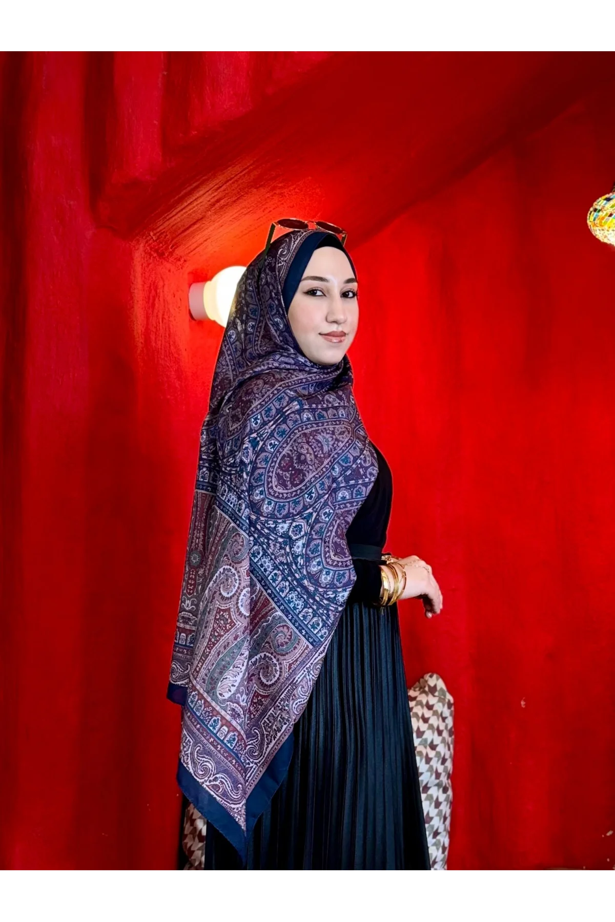 Kadın Mor Mürdüm Etnik Paisley Desenli Yumuşak Dokulu Pamuklu Soft Şal