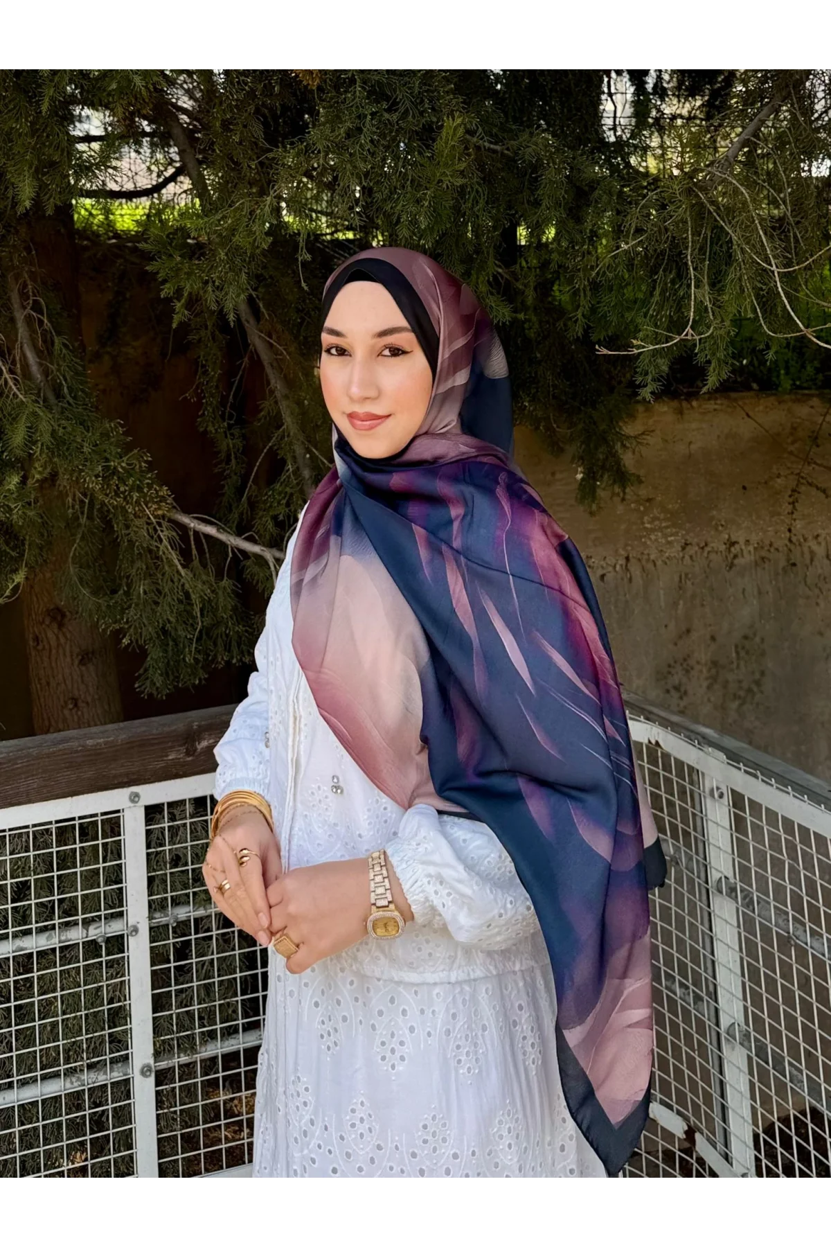 Kadın Antrasit Mürdüm Gül Desenli Yumuşak Dokulu Pamuklu Soft Şal