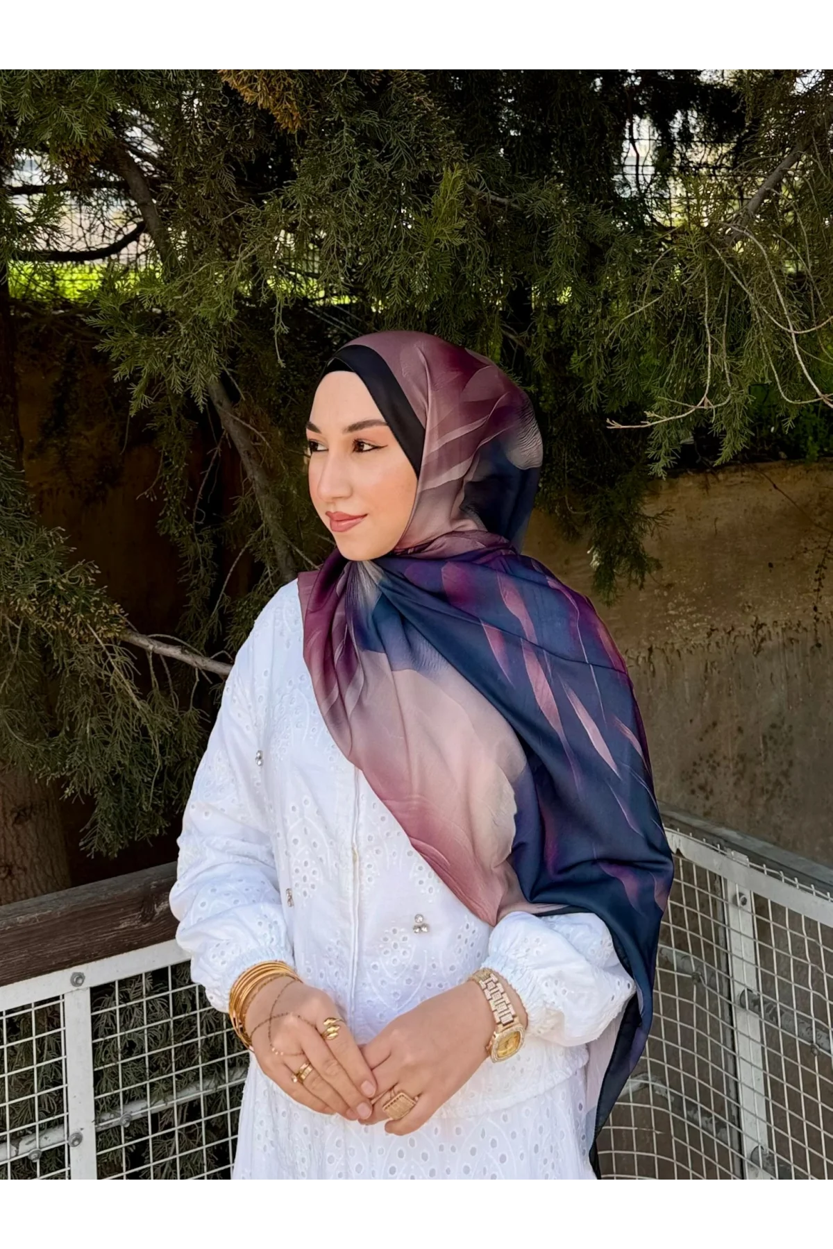 Kadın Antrasit Mürdüm Gül Desenli Yumuşak Dokulu Pamuklu Soft Şal