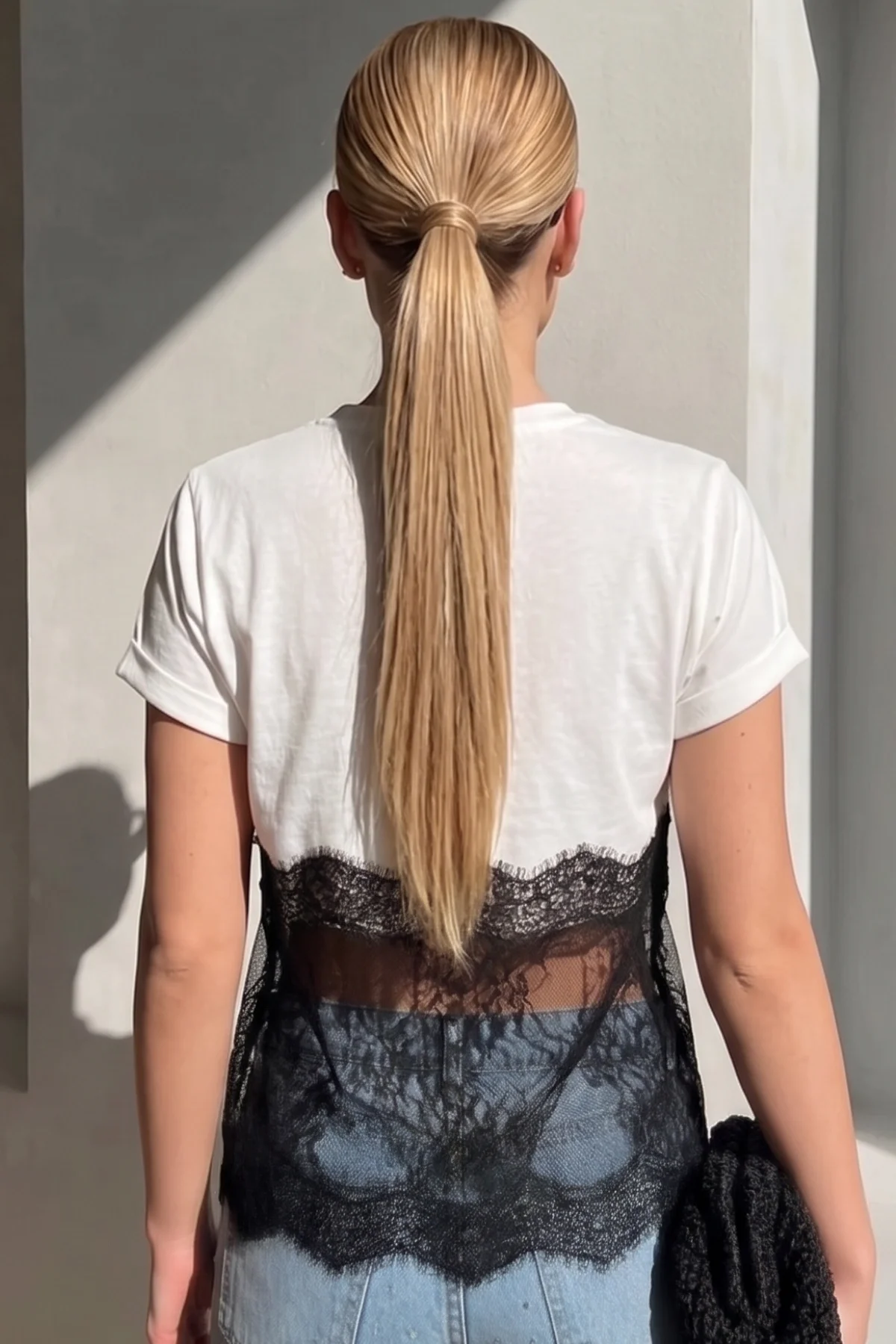 Kadın Beyaz Dantel Detaylı Pamuklu Pinterest Crop Tişört