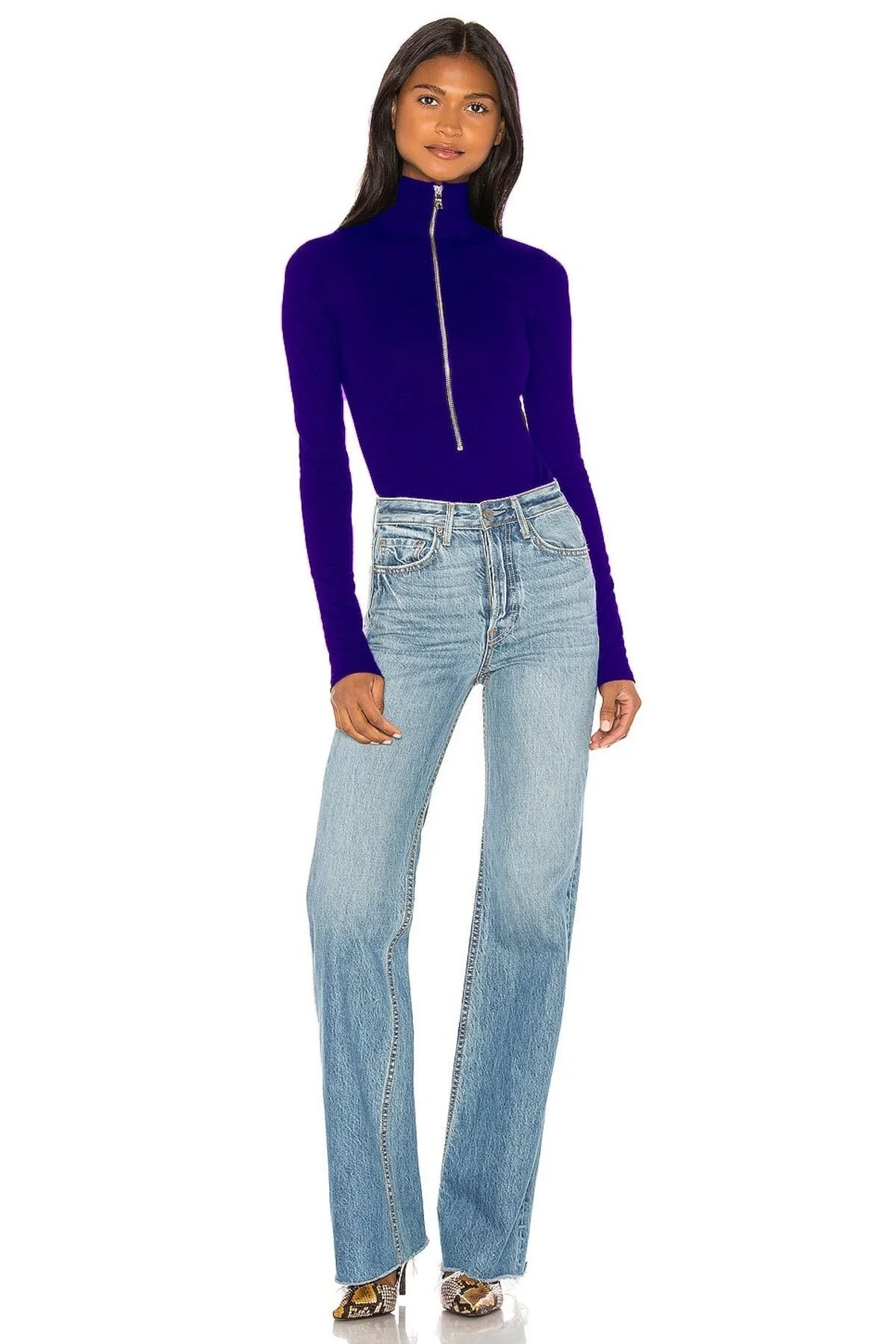 Fermuarlı Uzun Kollu Bodysuit