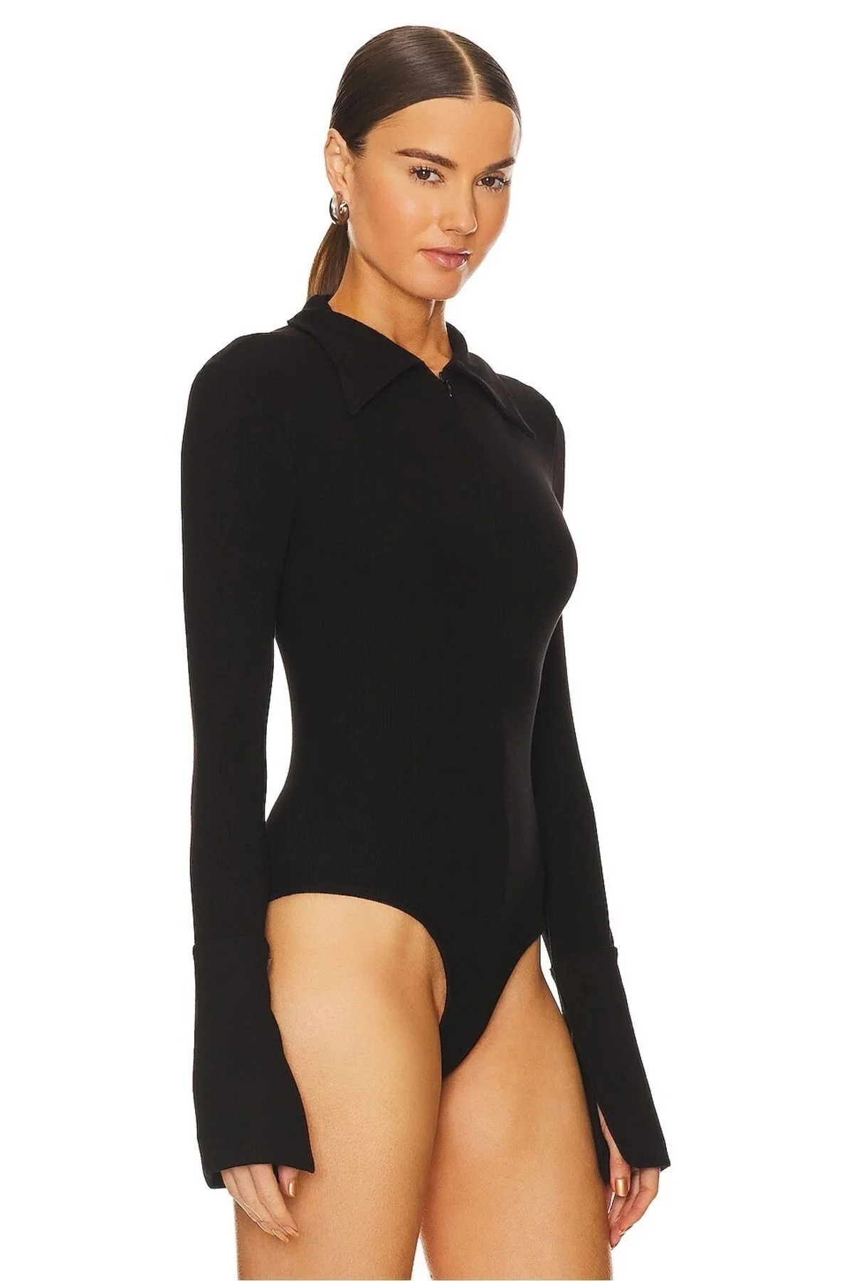 Gömlek Yaka Fermuarlı Body