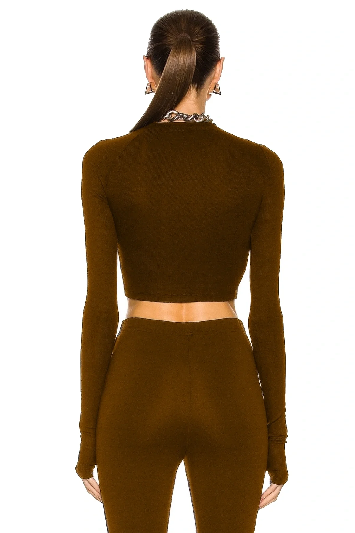 Kadın Asimetrik Yaka Çift Kat İpek Jarse Crop Top CR2786