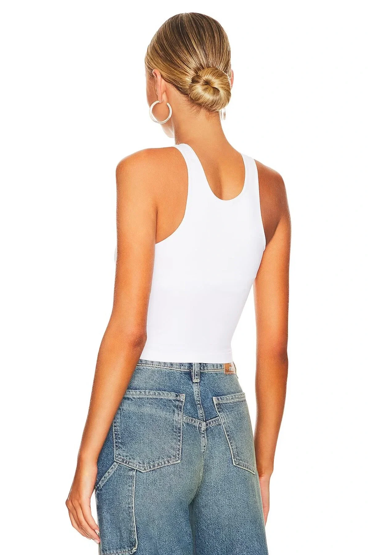 Kadın Beyaz Yüksek Halter Yaka Kolsuz Toparlayıcı Kaşkorse Crop Atlet