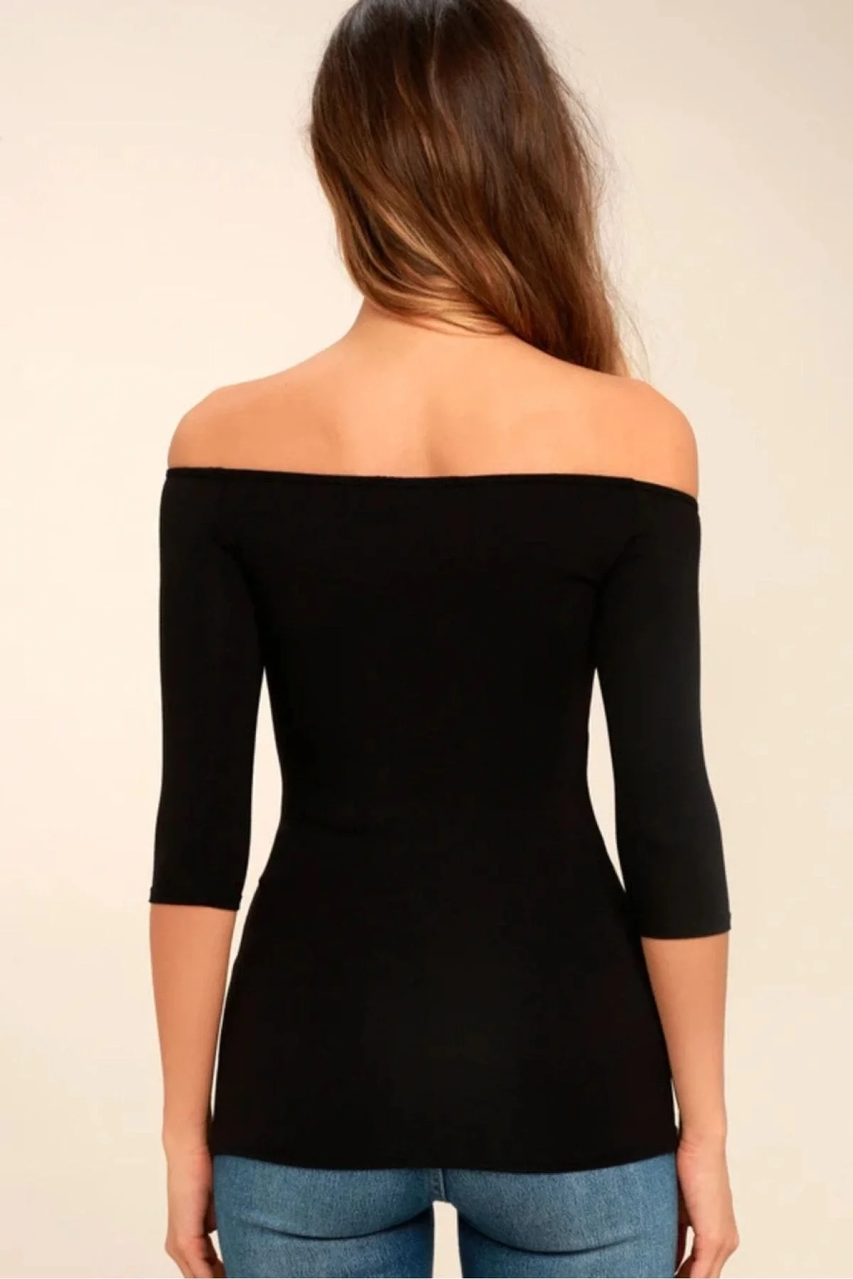 Kadın Siyah Madonna Yaka Çift Katlı Sandy Kumaş Bluz