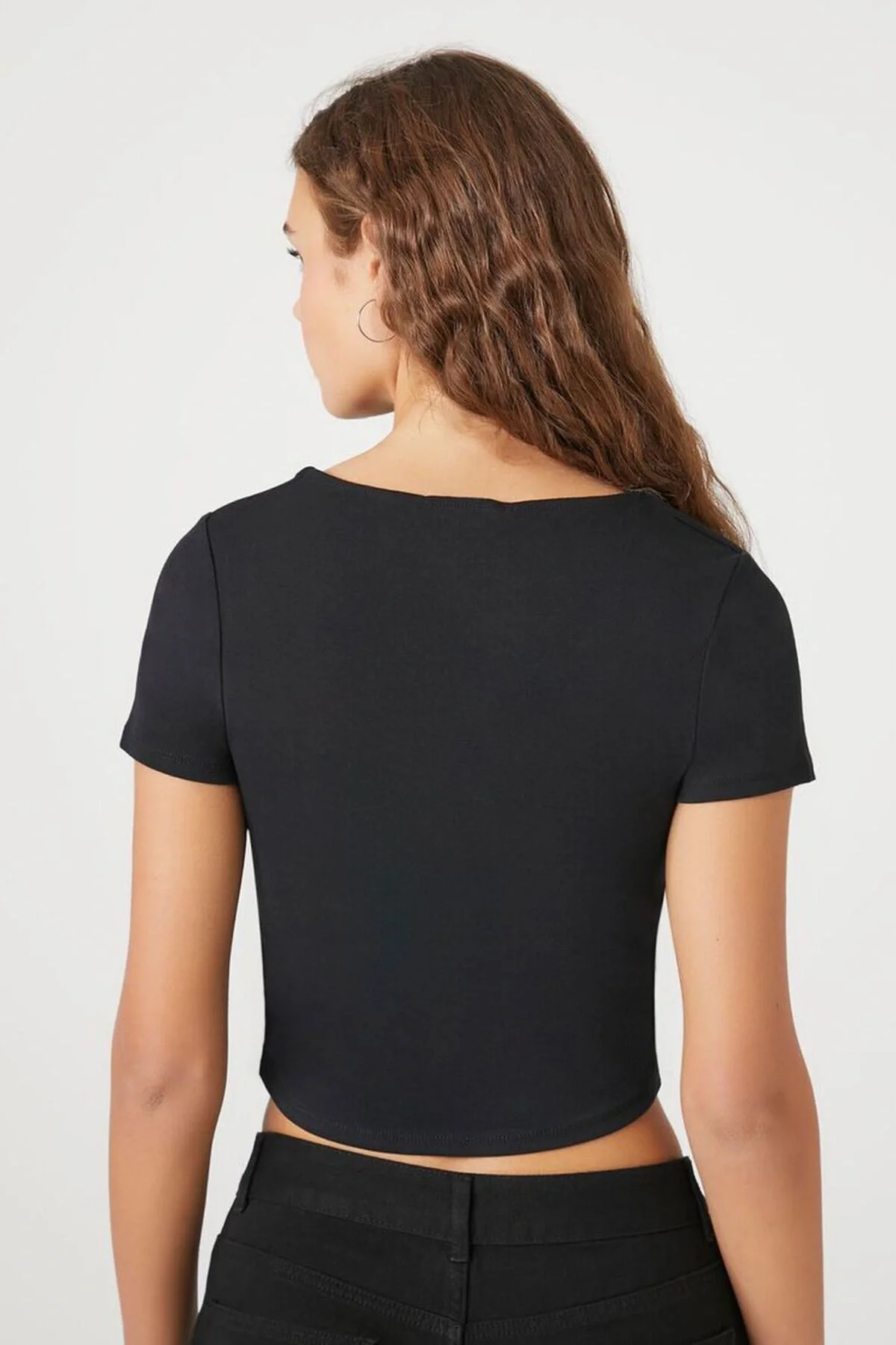 Kadın Kısa Kol Kare Yaka Çift Kat Sandy Crop Top