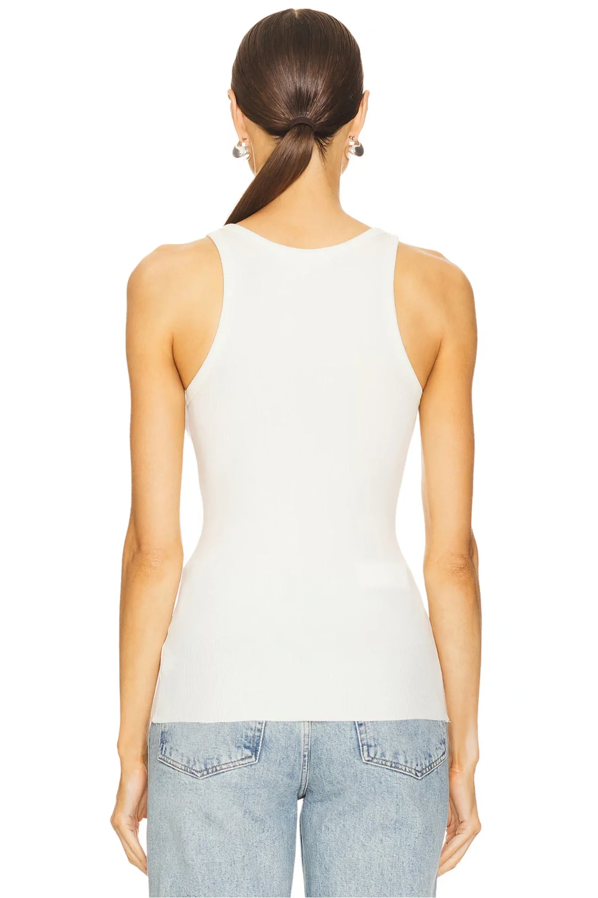 Kadın Beyaz Halter Yaka Vücudu Saran Çift Katlı Esnek Sandy Kumaş Atlet