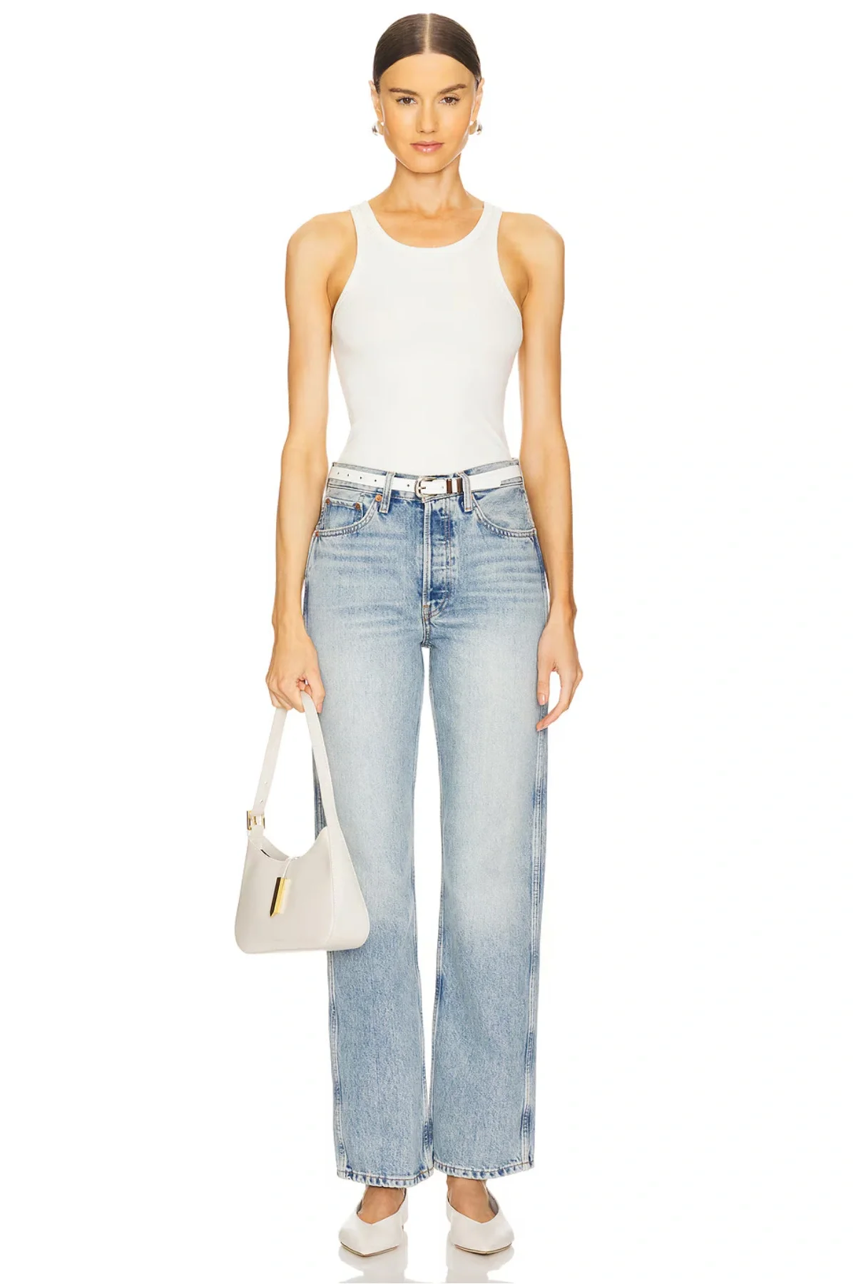 Kadın Beyaz Halter Yaka Vücudu Saran Çift Katlı Esnek Sandy Kumaş Atlet