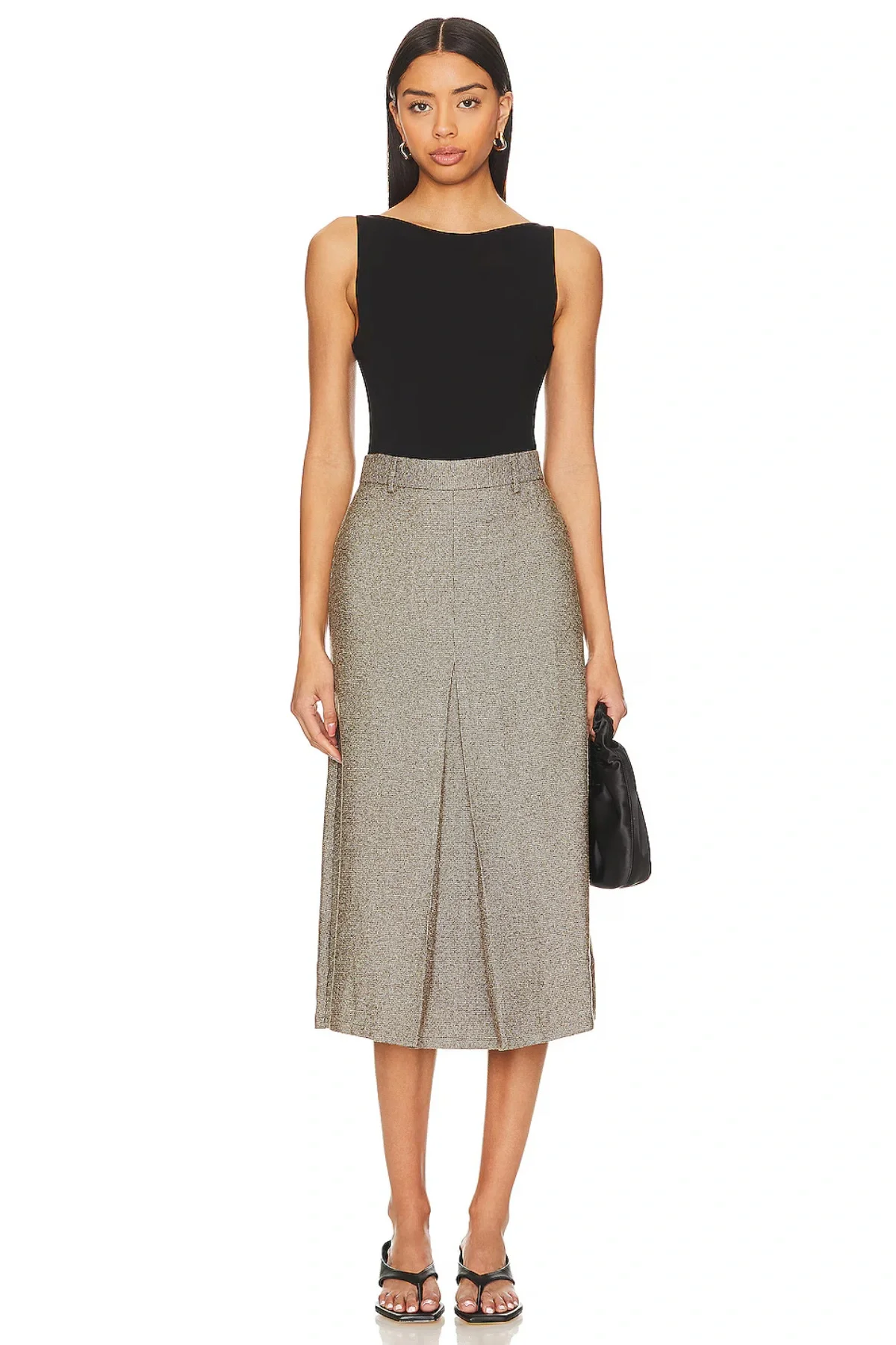 Kadın Siyah Çift Katlı Sandy Kumaş Kayık Yaka Çıtçıtlı Tanga Bodysuit