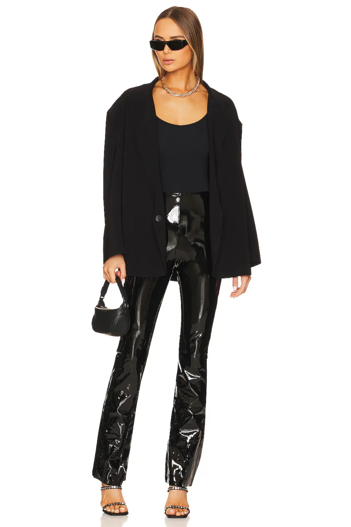 Kadın Siyah U Yaka Kalın Askılı Toparlayıcı Tanga Kesim Sandy Bodysuit