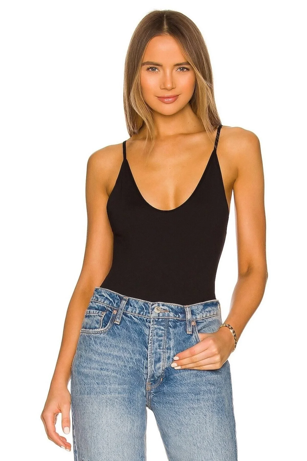 Kadın Siyah Ipek Jarse Bodysuit