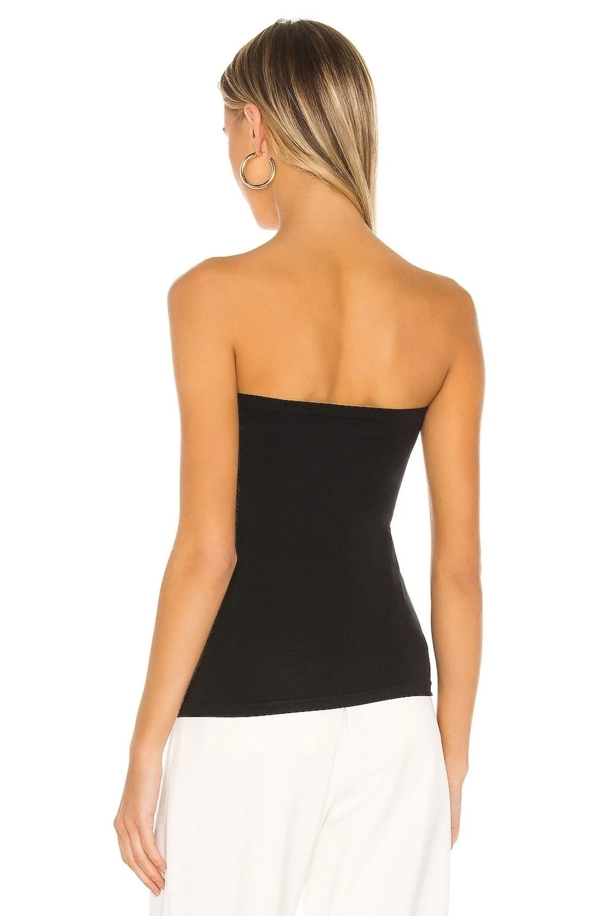 Kadın Siyah Çift Katlı Sandy Kumaş Straplez Kesim Esnek Büstiyer Bluz