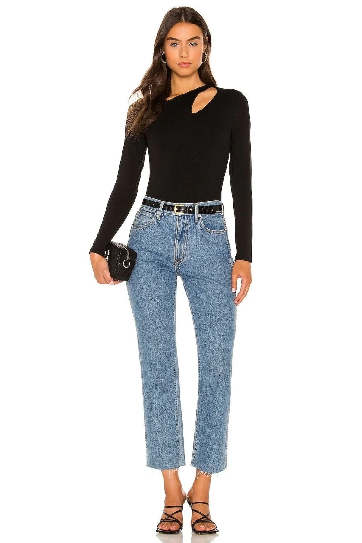 Kadın Siyah Ipek Jarse Uzun Kollu Bluz