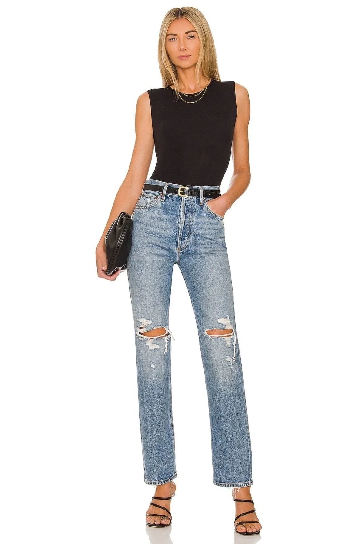 Kadın Siyah Bisiklet Yaka Basic Kolsuz Sandy Kumaş Çift Katlı Bodysuit