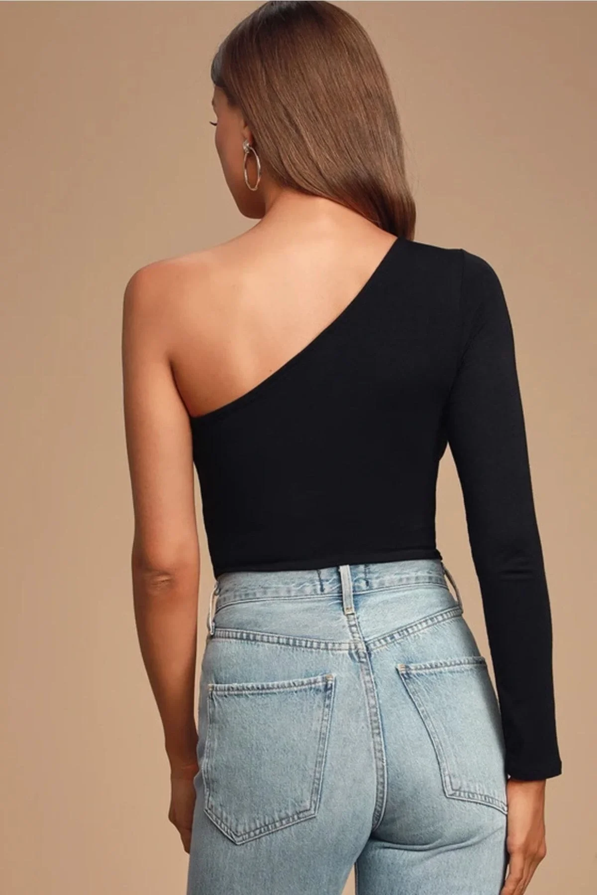 Kadın Siyah V Yaka Kısa Kollu Çift Katlı Sandy Kumaş Bluz