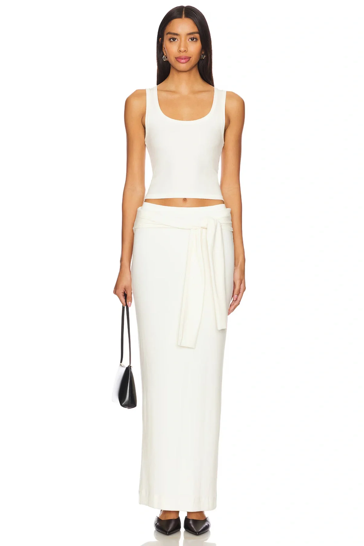 Kadın U Yaka Sıfır Kollu Çift Kat Sandy Crop Top