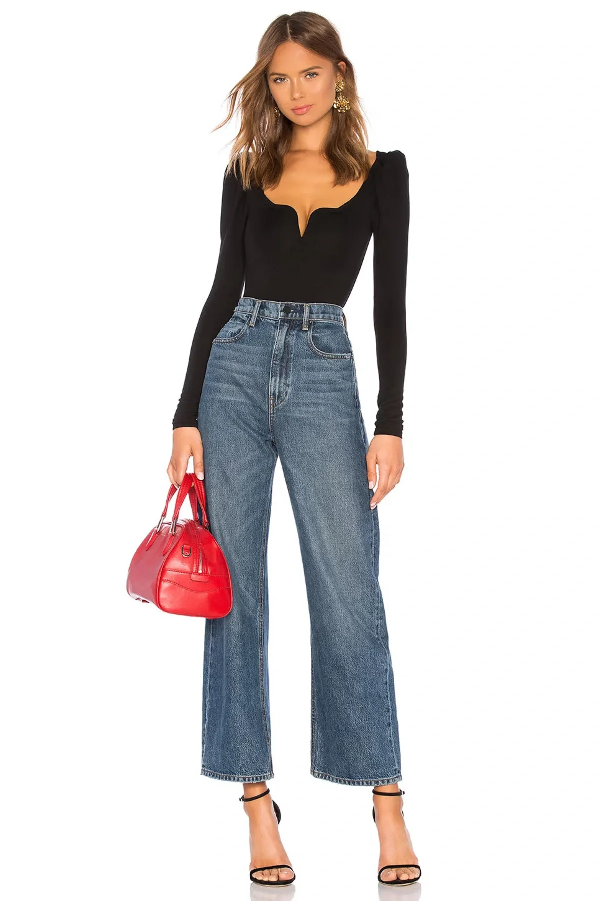 Kadın Siyah Kalp Yaka Uzun Kollu Çift Katlı Tanga Sandy Kumaş Bodysuit