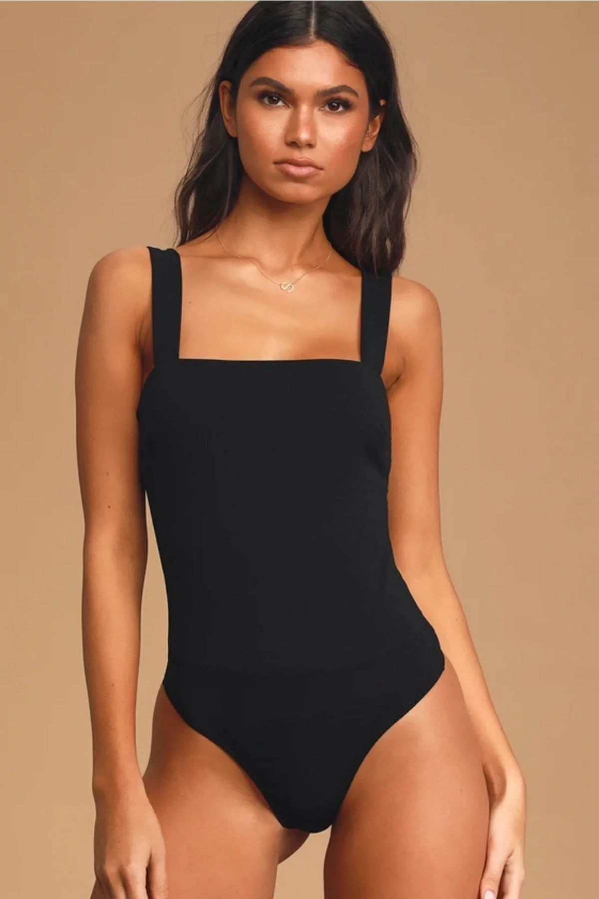 Siyah Kalın Askılı Ipek Jarse Bodysuit