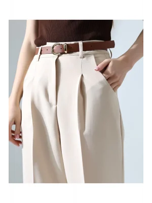 Kadın Yüksek Bel Straight Havuç Kesim Pileli Kumaş Pantolon, Şıklığın Yeni Adı